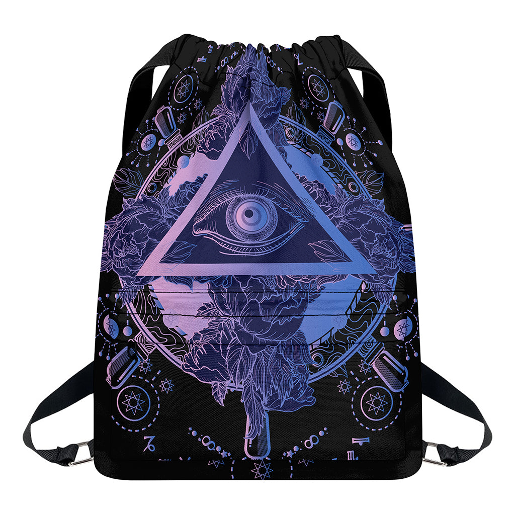 Spiritual Eye of Providence Print Drawstring Backpack