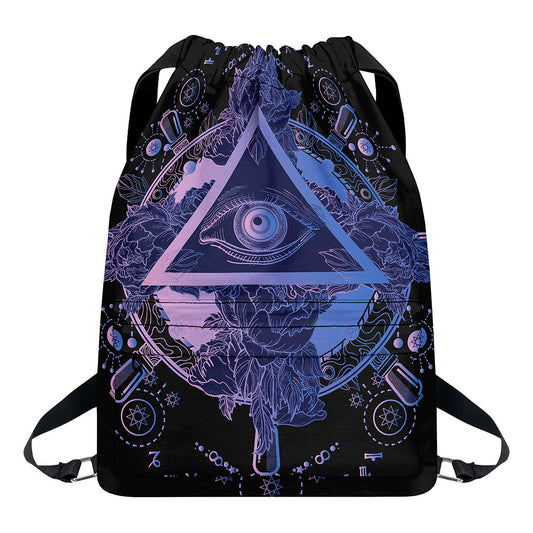 Spiritual Eye of Providence Print Drawstring Backpack