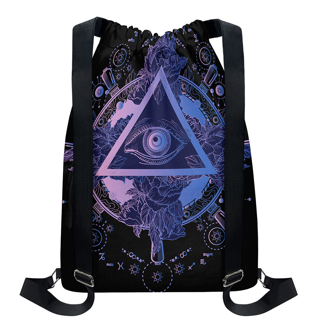 Spiritual Eye of Providence Print Drawstring Backpack