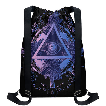 Spiritual Eye of Providence Print Drawstring Backpack