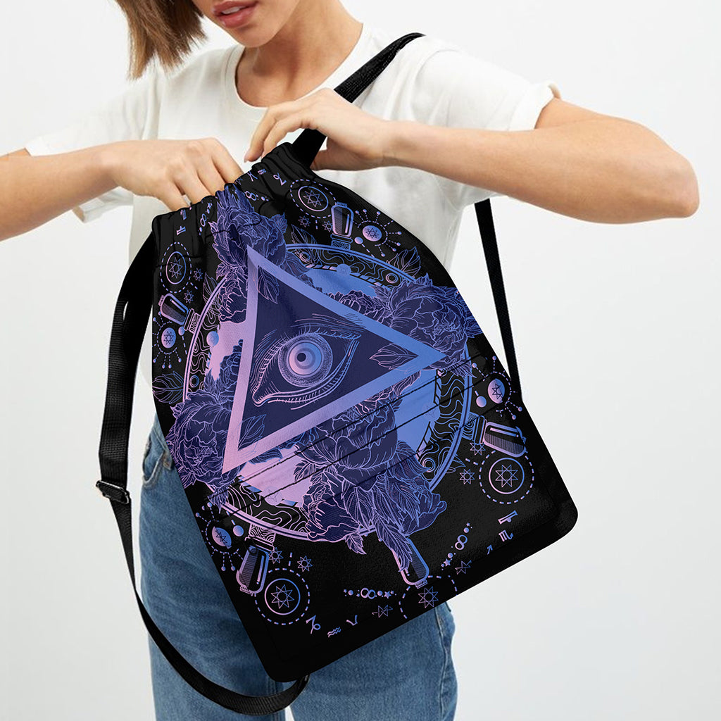 Spiritual Eye of Providence Print Drawstring Backpack