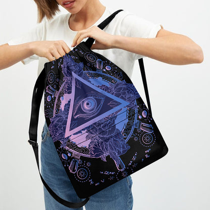 Spiritual Eye of Providence Print Drawstring Backpack