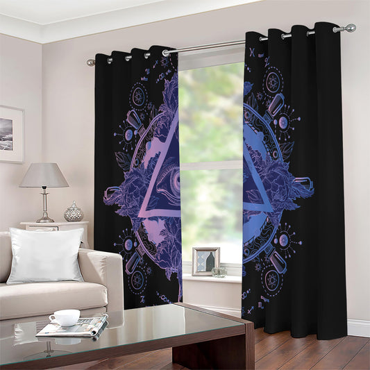 Spiritual Eye of Providence Print Extra Wide Grommet Curtains