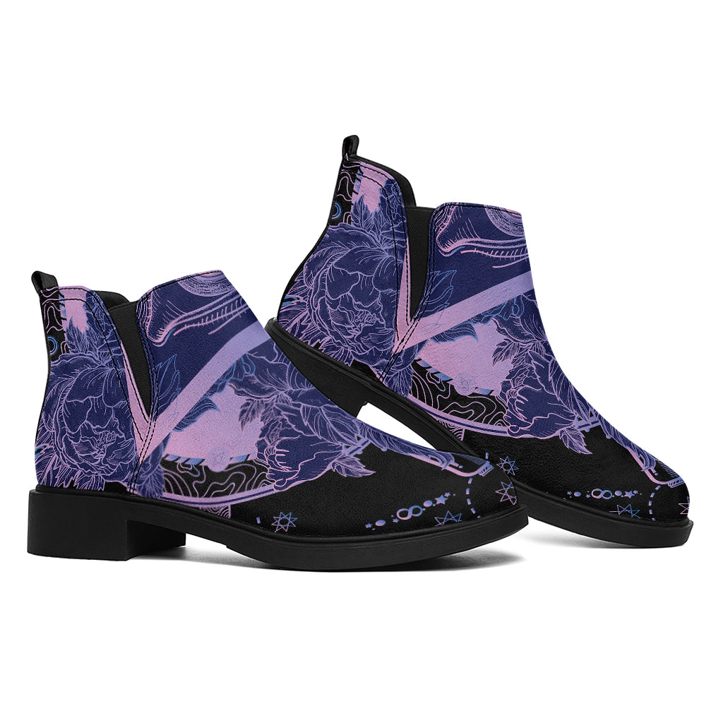 Spiritual Eye of Providence Print Flat Ankle Boots