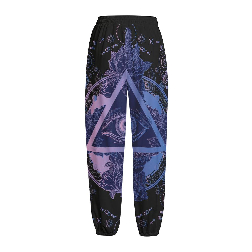 Spiritual Eye of Providence Print Fleece Lined Knit Pants