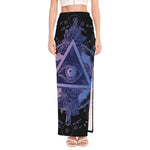 Spiritual Eye of Providence Print High Slit Maxi Skirt