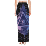 Spiritual Eye of Providence Print High Slit Maxi Skirt