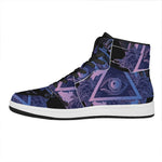 Spiritual Eye of Providence Print High Top Leather Sneakers