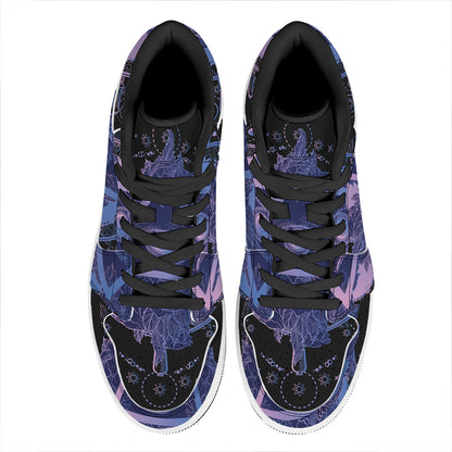 Spiritual Eye of Providence Print High Top Leather Sneakers