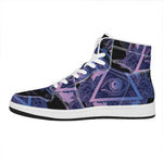 Spiritual Eye of Providence Print High Top Leather Sneakers