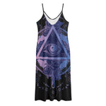 Spiritual Eye of Providence Print Jersey Midi Cami Dress