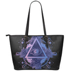 Spiritual Eye of Providence Print Leather Tote Bag