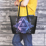 Spiritual Eye of Providence Print Leather Tote Bag