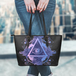 Spiritual Eye of Providence Print Leather Tote Bag