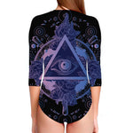Spiritual Eye of Providence Print Long Sleeve Swimsuit