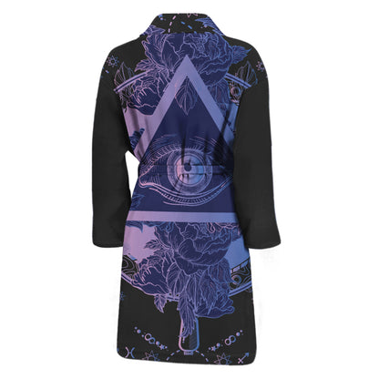 Spiritual Eye of Providence Print Men's Bathrobe