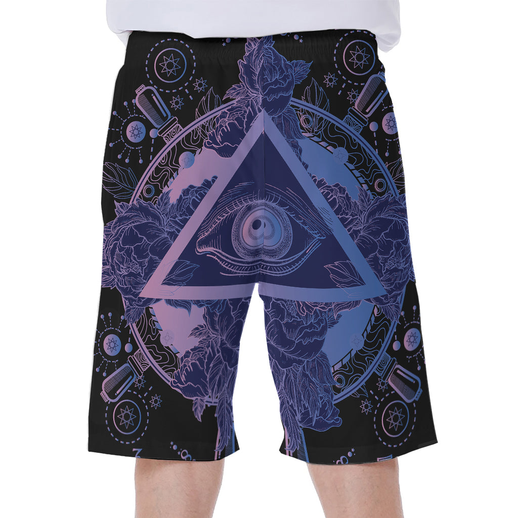 Spiritual Eye of Providence Print Men's Beach Shorts