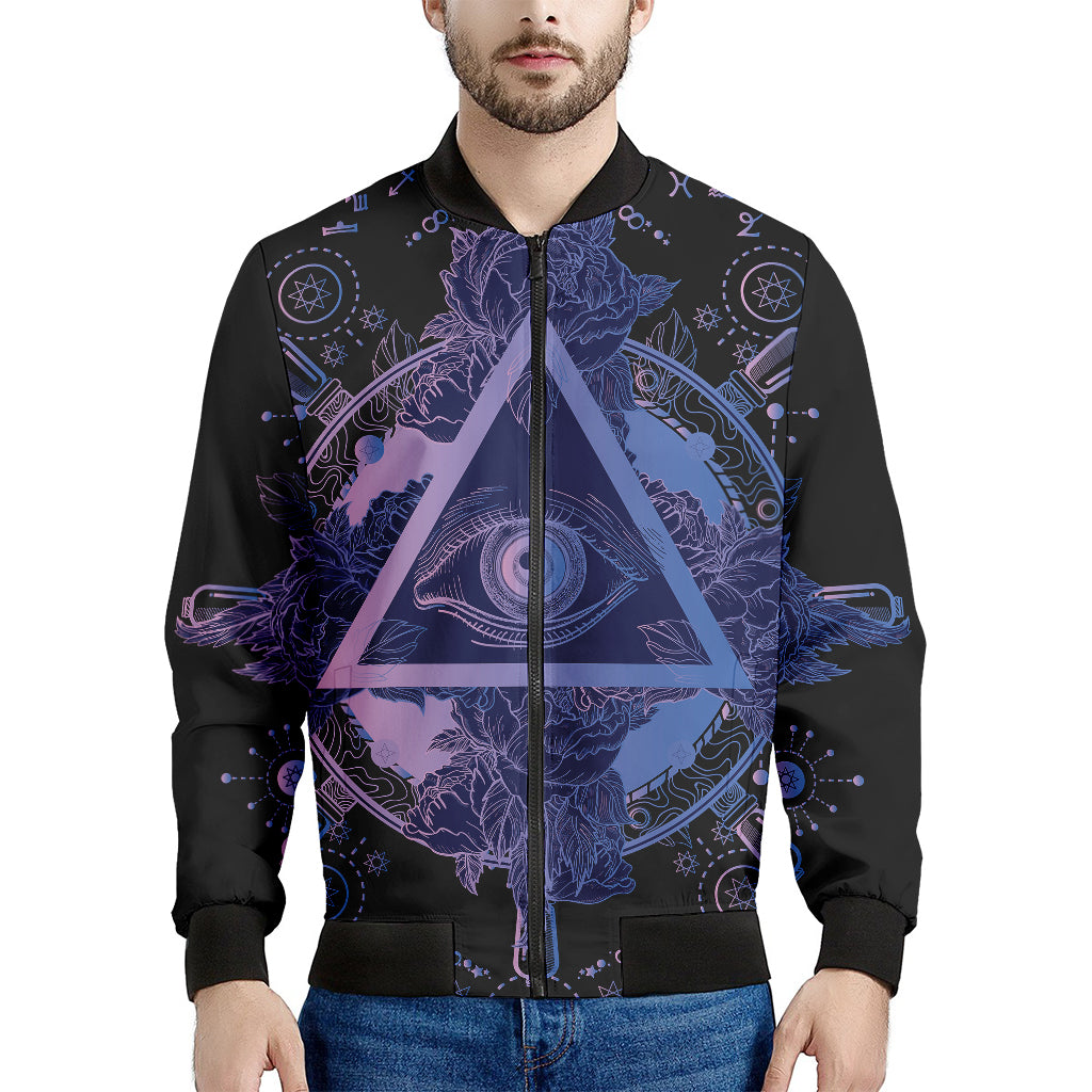 Spiritual Eye of Providence Print Men's Bomber Jacket