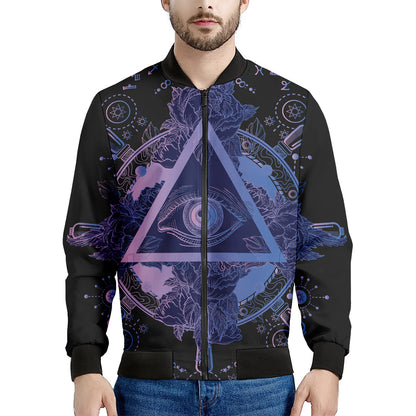 Spiritual Eye of Providence Print Men's Bomber Jacket