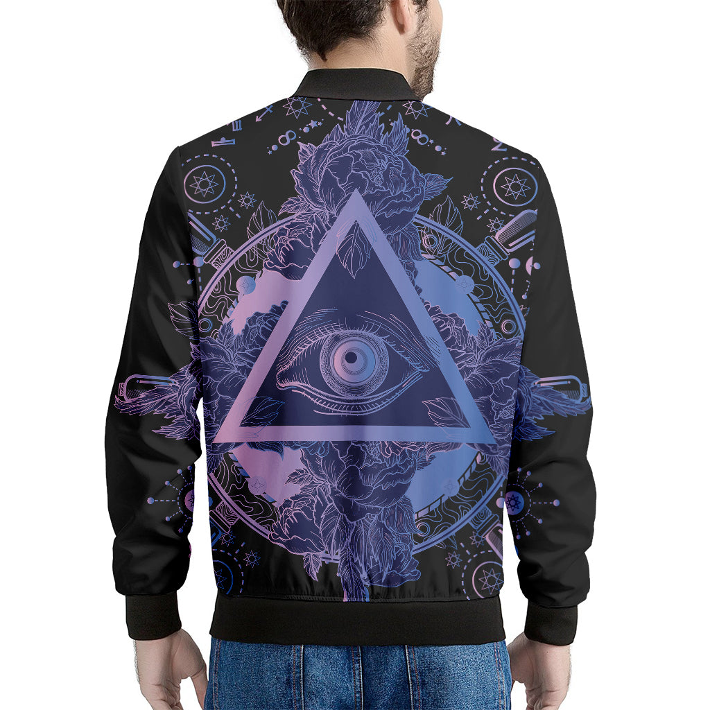 Spiritual Eye of Providence Print Men's Bomber Jacket