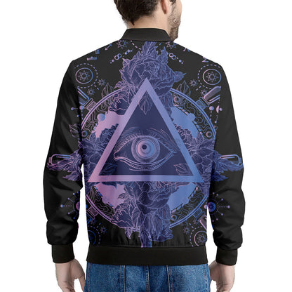 Spiritual Eye of Providence Print Men's Bomber Jacket