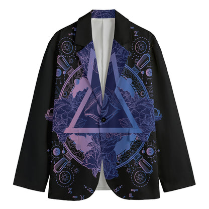 Spiritual Eye of Providence Print Men's Cotton Blazer