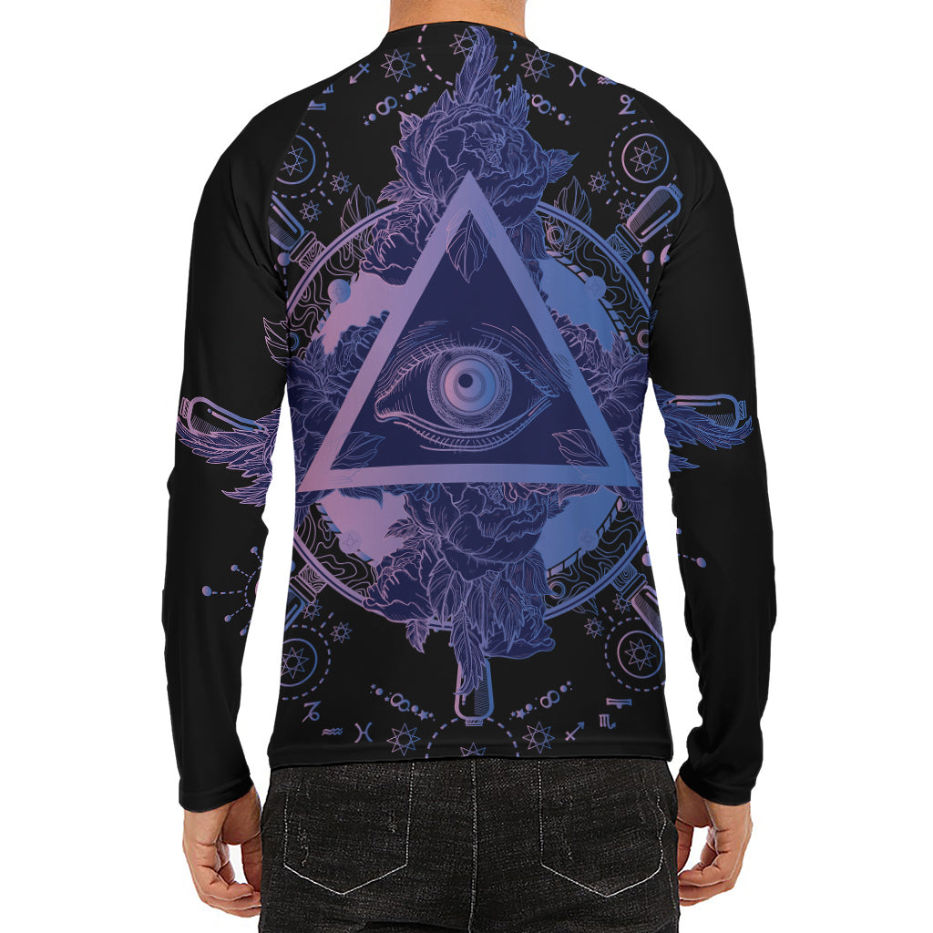 Spiritual Eye of Providence Print Men's Long Sleeve Rash Guard