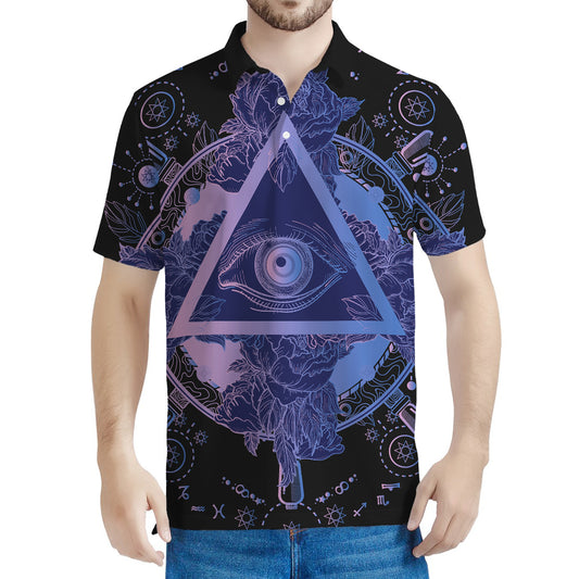 Spiritual Eye of Providence Print Men's Polo Shirt