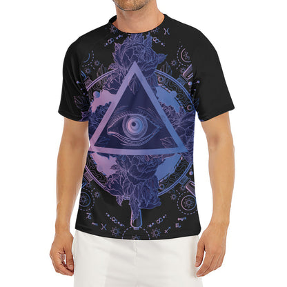 Spiritual Eye of Providence Print Men's Short Sleeve Rash Guard