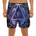 Spiritual Eye of Providence Print Men's Split Running Shorts