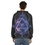 Spiritual Eye of Providence Print Men's Velvet Pullover Hoodie
