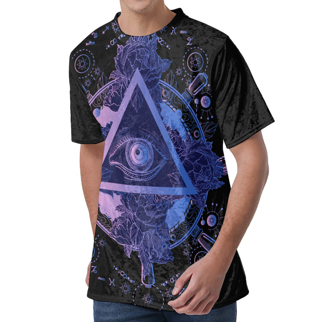 Spiritual Eye of Providence Print Men's Velvet T-Shirt