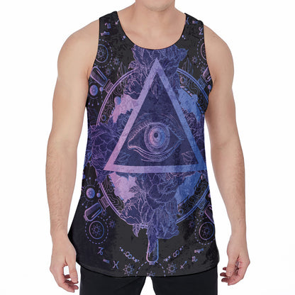 Spiritual Eye of Providence Print Men's Velvet Tank Top