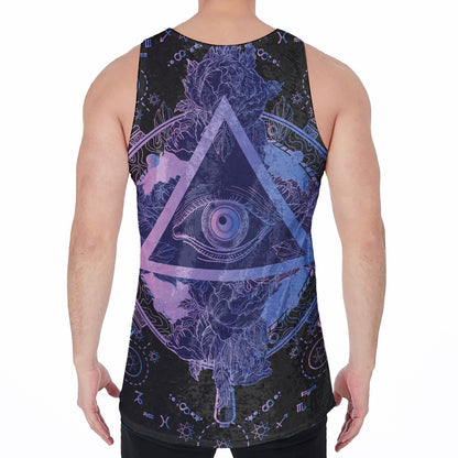 Spiritual Eye of Providence Print Men's Velvet Tank Top