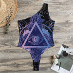Spiritual Eye of Providence Print One Shoulder Bodysuit