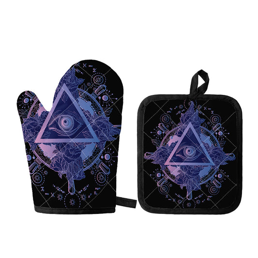 Spiritual Eye of Providence Print Oven Mitt And Pot Holder Set