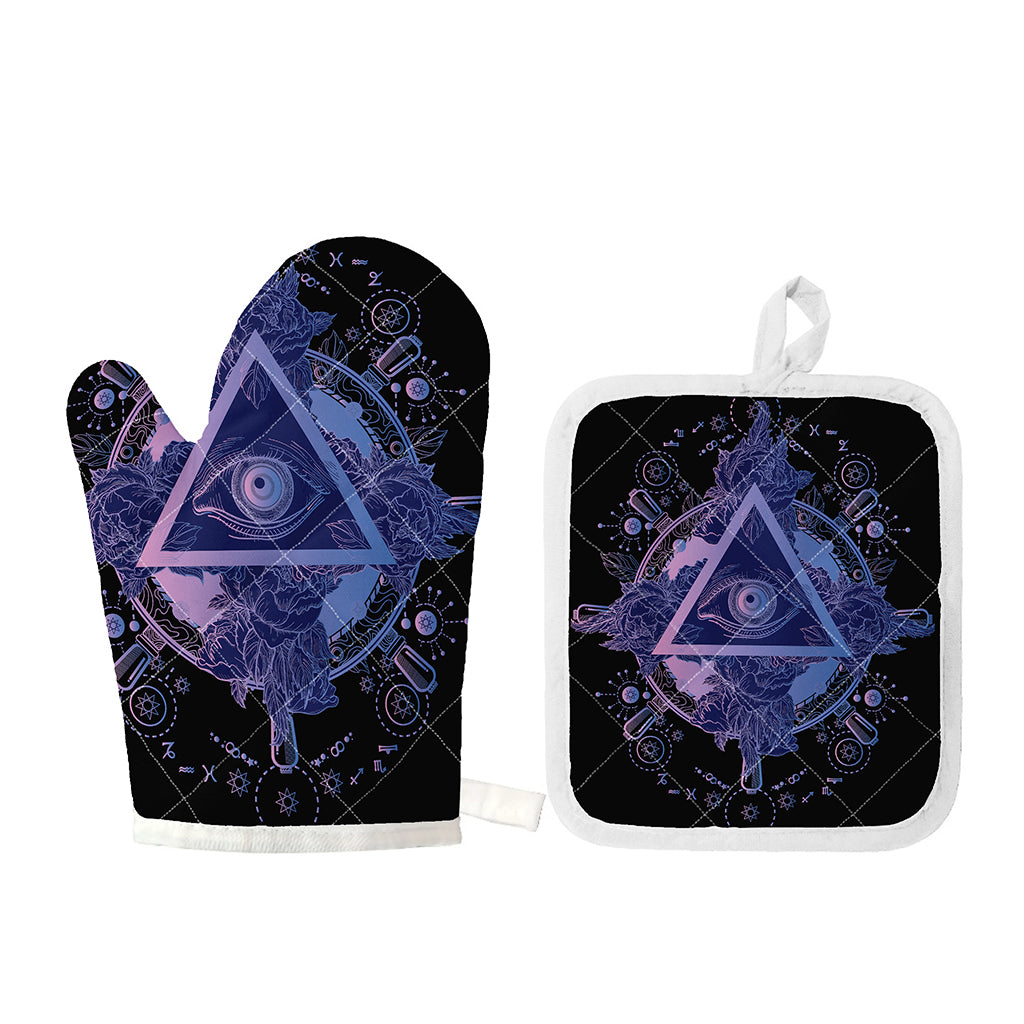 Spiritual Eye of Providence Print Oven Mitt And Pot Holder Set