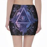 Spiritual Eye of Providence Print Pencil Mini Skirt