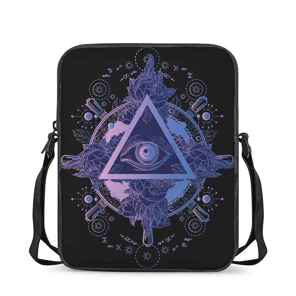 Spiritual Eye of Providence Print Rectangular Crossbody Bag