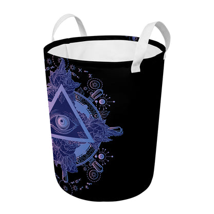 Spiritual Eye of Providence Print Round Laundry Basket