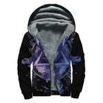 Spiritual Eye of Providence Print Sherpa Lined Zip Up Hoodie