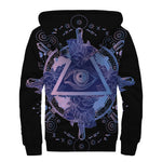 Spiritual Eye of Providence Print Sherpa Lined Zip Up Hoodie