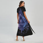 Spiritual Eye of Providence Print Short Sleeve Maxi Dress