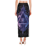 Spiritual Eye of Providence Print Side Slit Maxi Skirt
