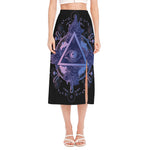 Spiritual Eye of Providence Print Side Slit Midi Skirt
