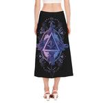 Spiritual Eye of Providence Print Side Slit Midi Skirt