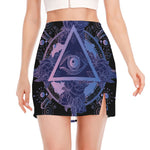 Spiritual Eye of Providence Print Side Slit Mini Skirt
