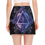 Spiritual Eye of Providence Print Side Slit Mini Skirt