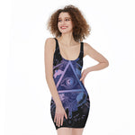 Spiritual Eye of Providence Print Sleeveless Bodycon Dress