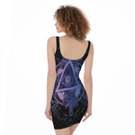 Spiritual Eye of Providence Print Sleeveless Bodycon Dress